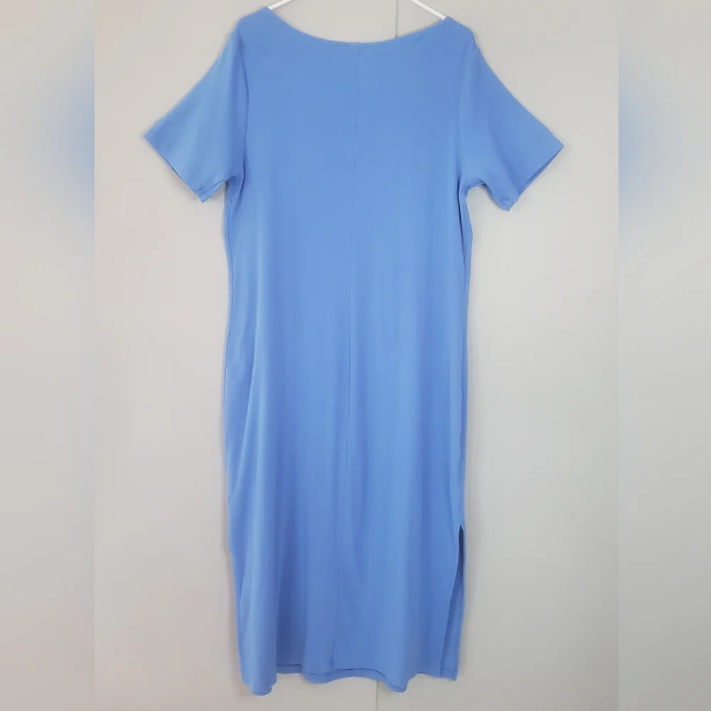 Old Navy Cloisonne Blue Fitted Rib-Knit Scoop-Neck Midi Dress - Picture 5 of 11